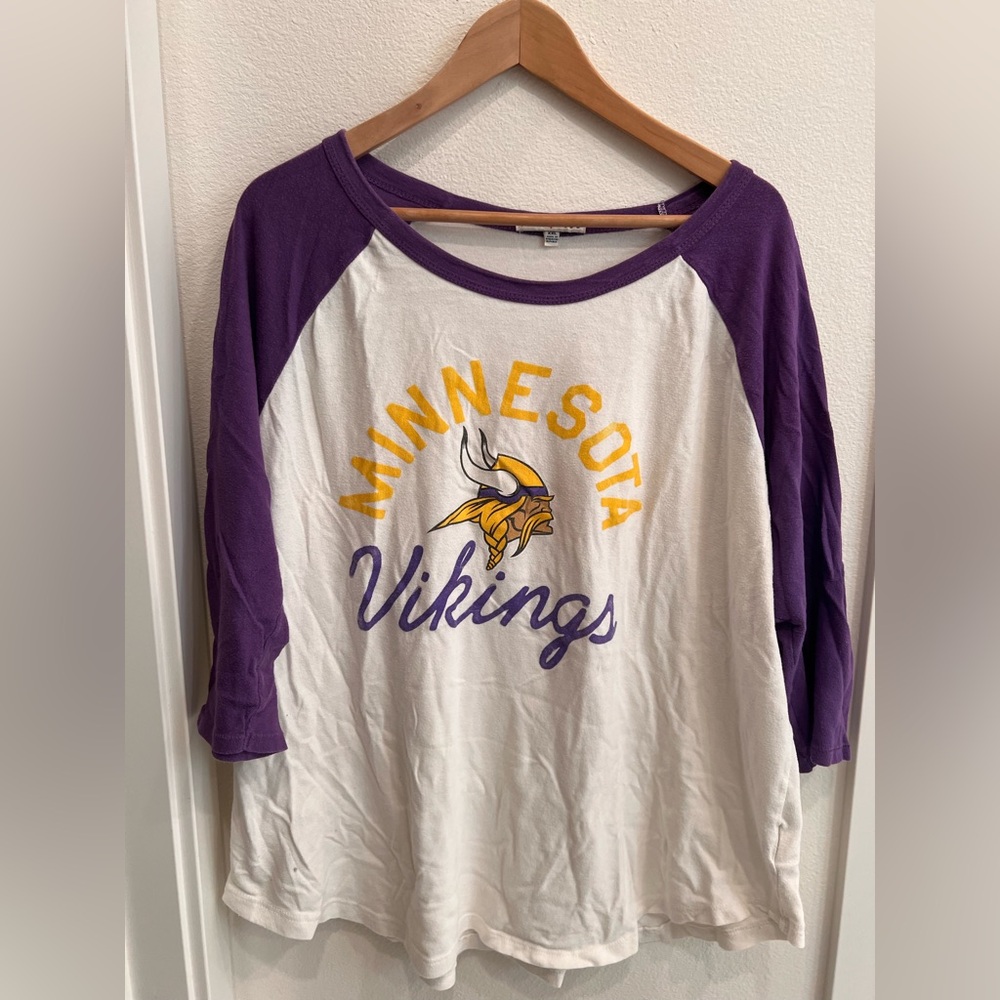 Junk Food Clothing Purple and White Minnesota Vikings Long Sleeve Tee